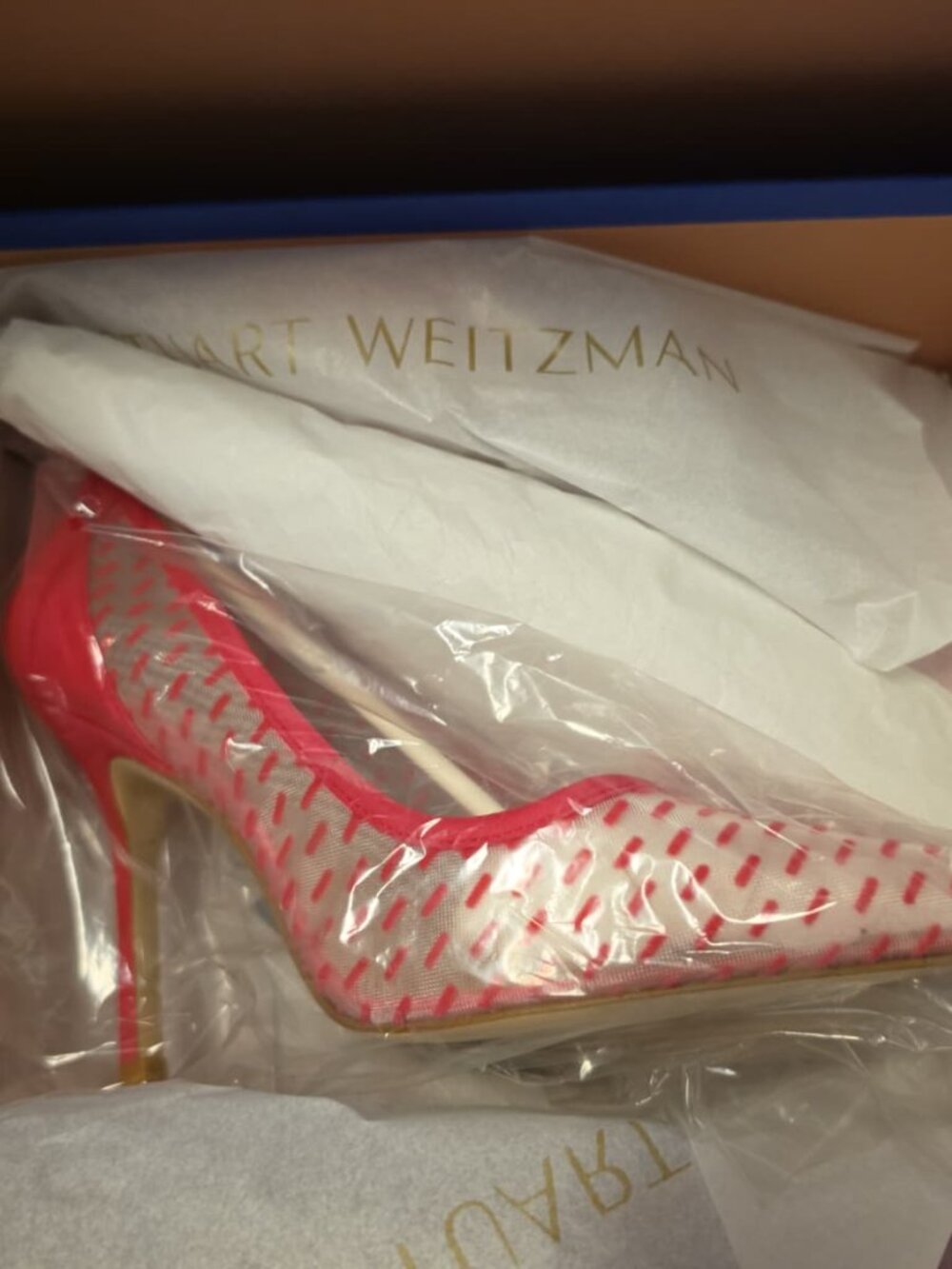 Stuart Weitzman Womens Tasha Pumps Heels Pink Dash Mesh